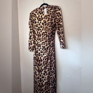 Leopard Print Long Sleeve Maxi Dress – Brown (NWT
